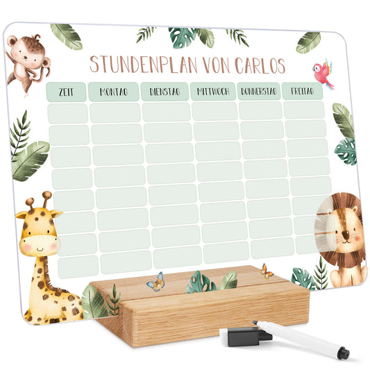 Personalisierter Stundenplan - Tiergruppe mit Namen