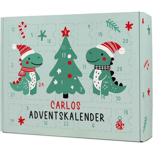 Personalisierter DIY Adventskalender mit Dinos Design zum selbst Befüllen