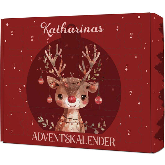 Personalisierter DIY Adventskalender mit Rentier Design zum selbst Befüllen
