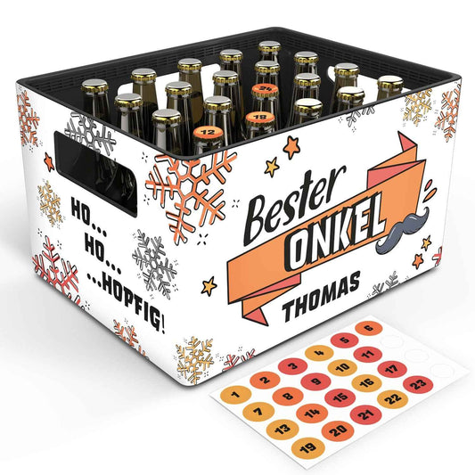 DIY Bierkasten Banderole mit 24 Deckelaufklebern - Bester Onkel