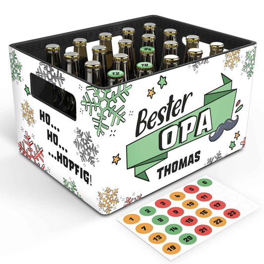 DIY Bierkasten Banderole mit 24 Deckelaufklebern - Bester Opa
