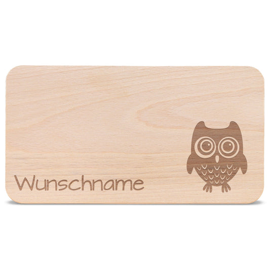 Frühstücksbrettchen für Kinder im " Eule" Design mit Wunschname