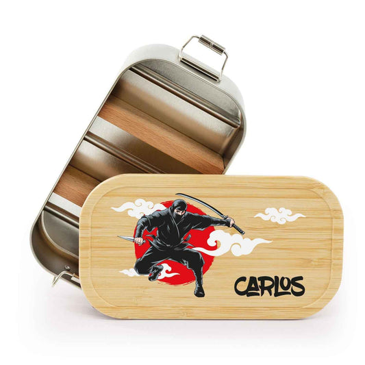 Brotdose mit Deckel für Kinder mit UV-Druck im "Ninja" Design