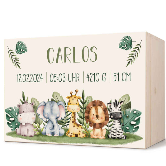 Erinnerungskiste für Kinder mit UV-Druck im Tiergruppe Safari Design