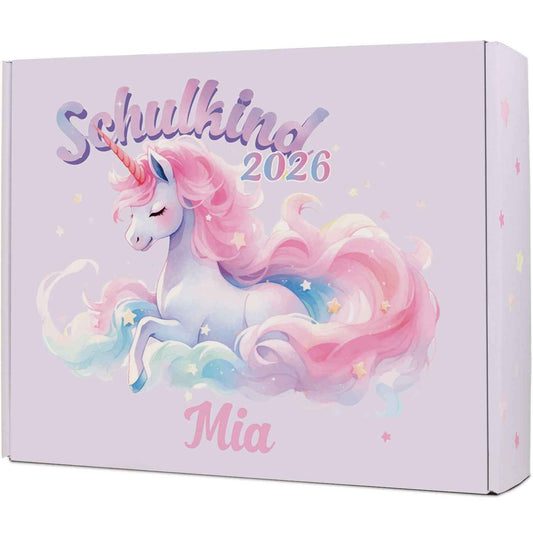 Personalisierte Geschenkbox - Schulkind Magisches Einhorn - Einschulung