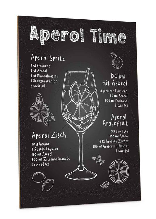 Holzschild mit Aperol Spritz Motiv - Aperol Rezepte - Geschenk für Aperol Liebhaber