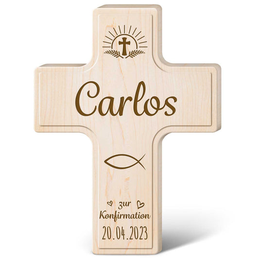 Holzkreuz mit Gravur - Für Kinder zu versch. Anlässen - Personalisierbar mit Namen & Datum