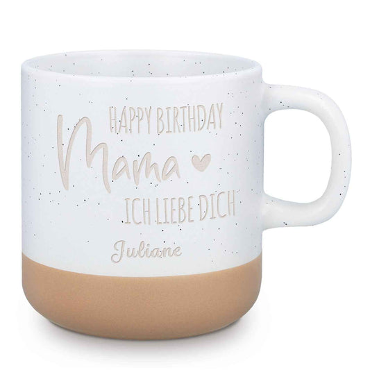 Gravierte Steingut Tasse - Happy Birthday Mama