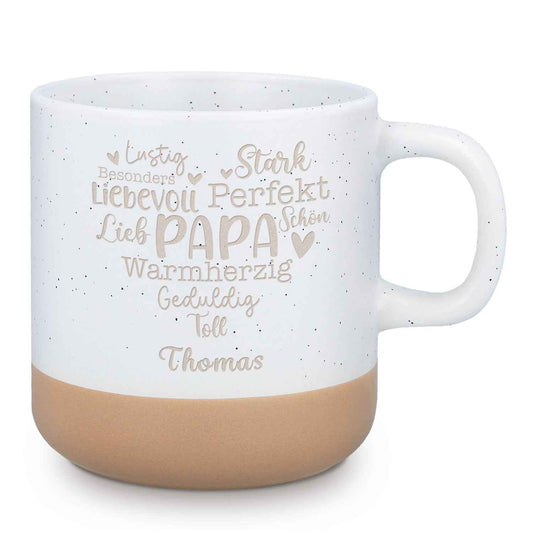 Gravierte Steingut Tasse - Papa Collage