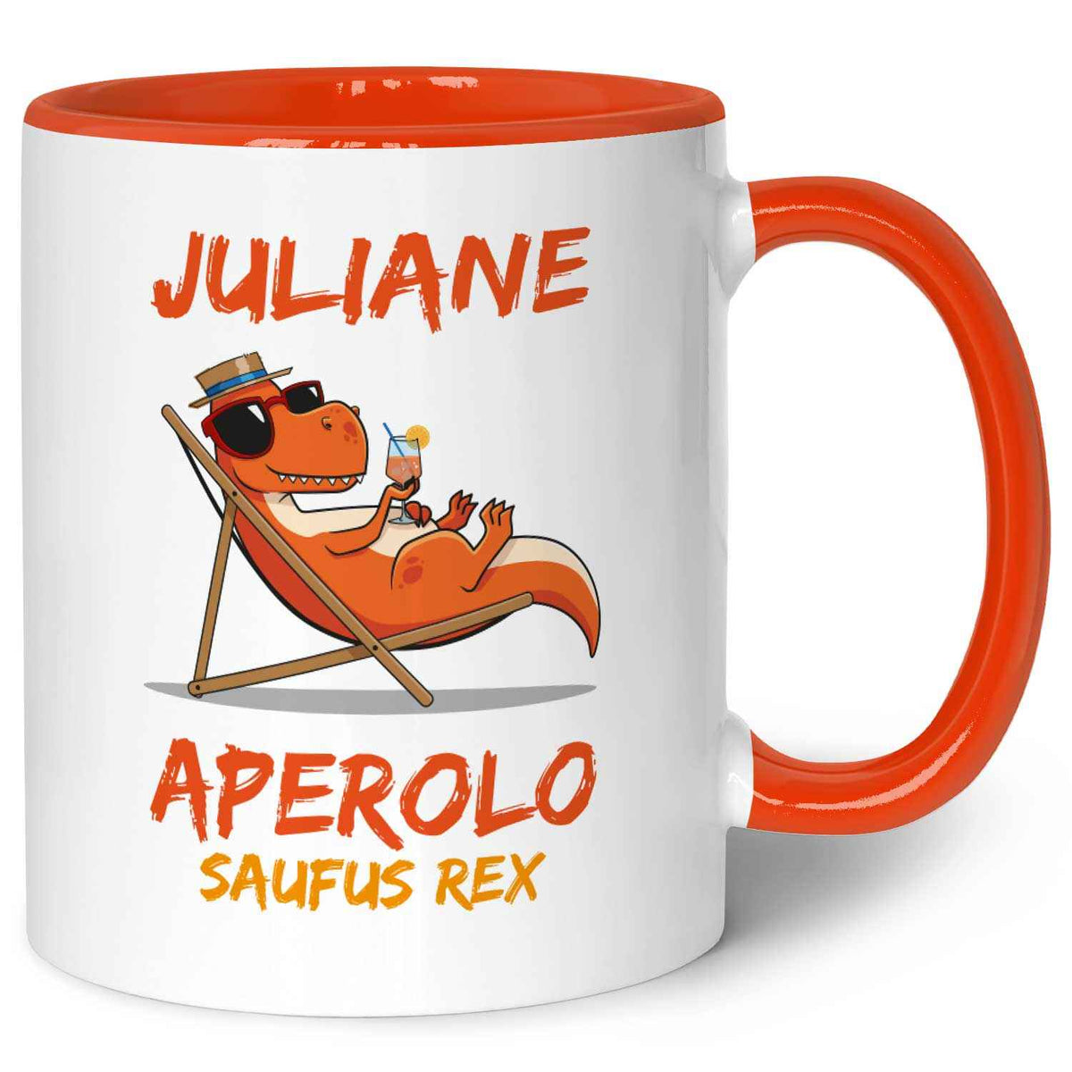 Bedruckte Tasse mit Aperol Spritz Motiv - Aperolo Saufus Rex - Aperol Geschenk für Frauen und Männer