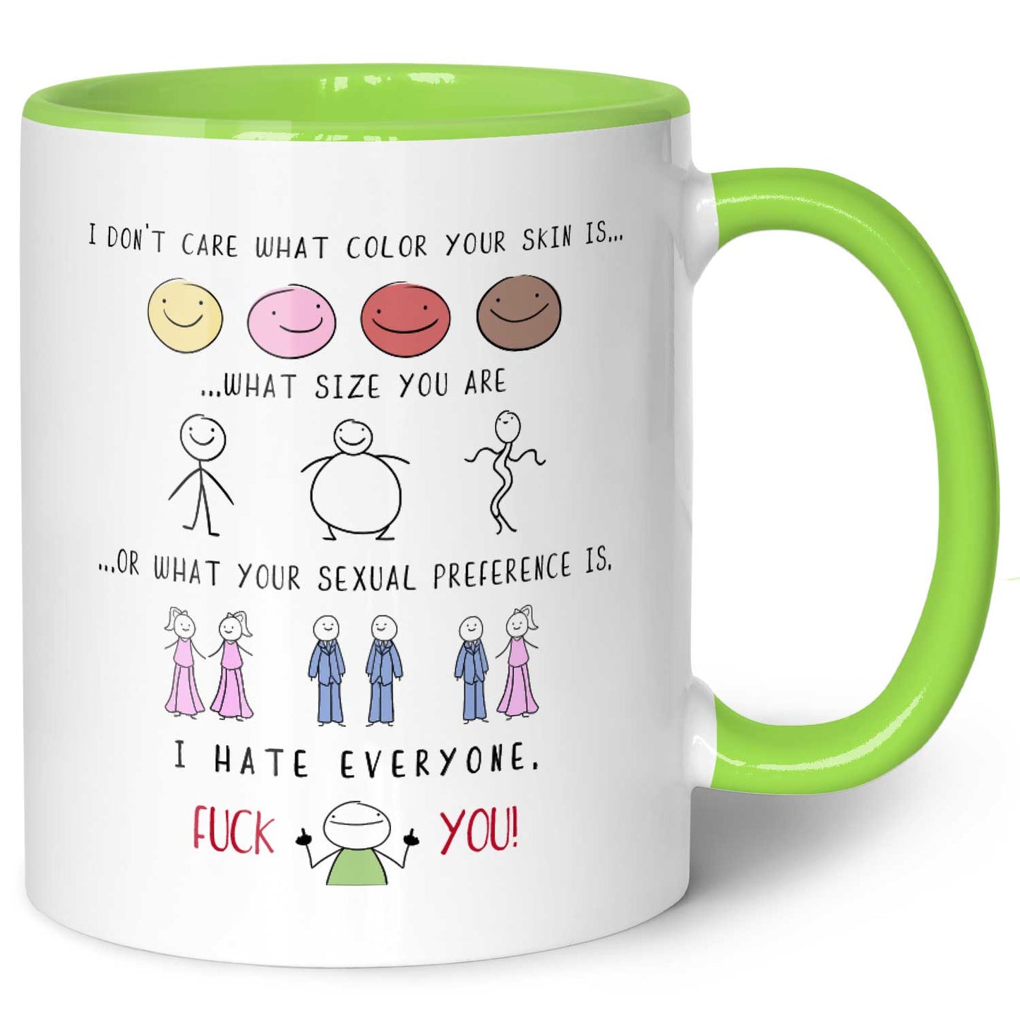 Bedruckte Tasse mit Spruch - "I hate everyone"