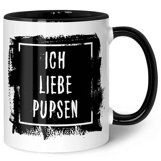 Bedruckte Tasse mit Spruch - "Ich Liebe Pupsen"