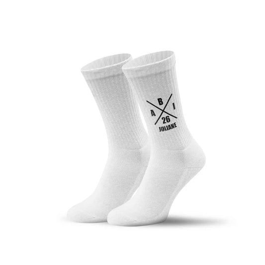 Tennissocken - Abi Kreuz - personalisiert mit Namen & Jahr