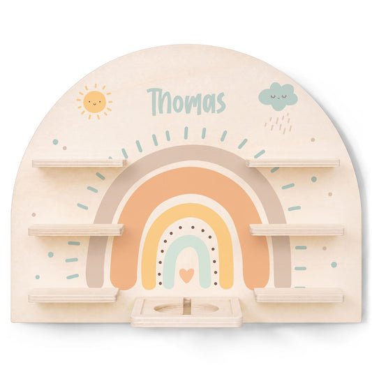 Toniebox Regal für Kinderzimmer - Regenbogen Pastell - Personalisiert mit Namen