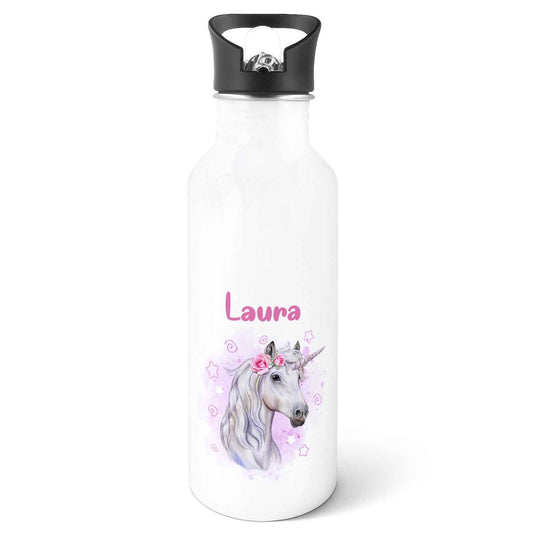 Bedruckte Trinkflasche aus Edelstahl - Einhorn