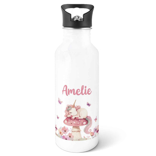 Bedruckte Trinkflasche aus Edelstahl - Schlafendes Einhorn