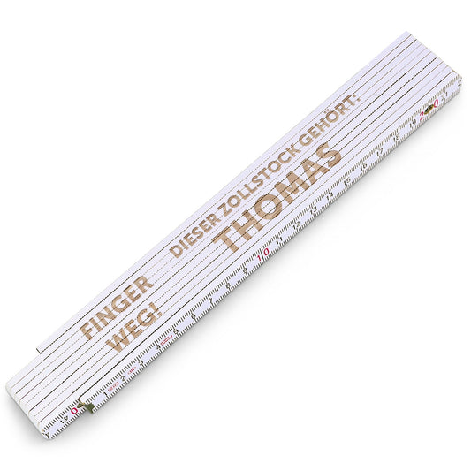 Zollstock 2 Meter mit Gravur - Finger Weg! - Personalisiert mit Namen