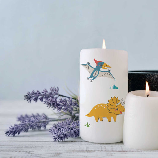 Kleine Geburtstagskerze "Langhals Dinos Geburtstag" mit Namen und Alter