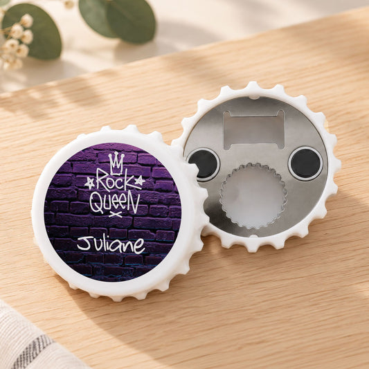 Flaschenöffner mit UV Druck - Rock Design - Personalisiert mit Namen