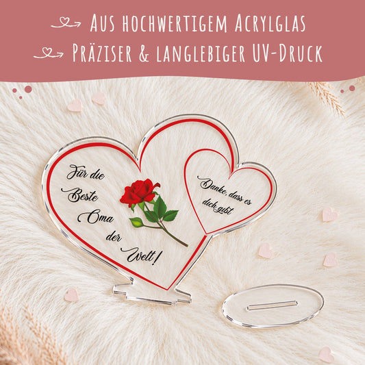 Bedruckter Herz-Aufsteller aus Acrylglas - Für die Besten