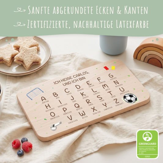 Frühstücksbrettchen mit Druckmotiv & Name - ABC Fußball