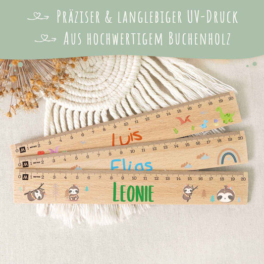 Personalisiertes Lineal zur Einschulung mit verschiedenen Designs