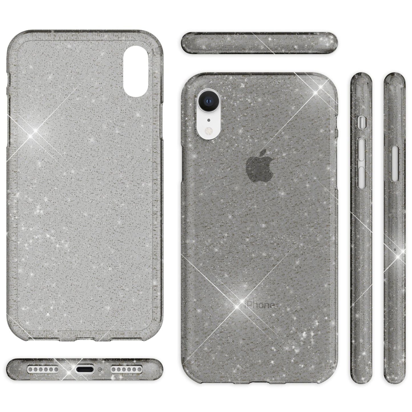 NALIA Glitzerhülle für iPhone XR – Funkelndes Silikon Case – DAZZLIN (Transparent & Stoßfest) – Marke aus Berlin