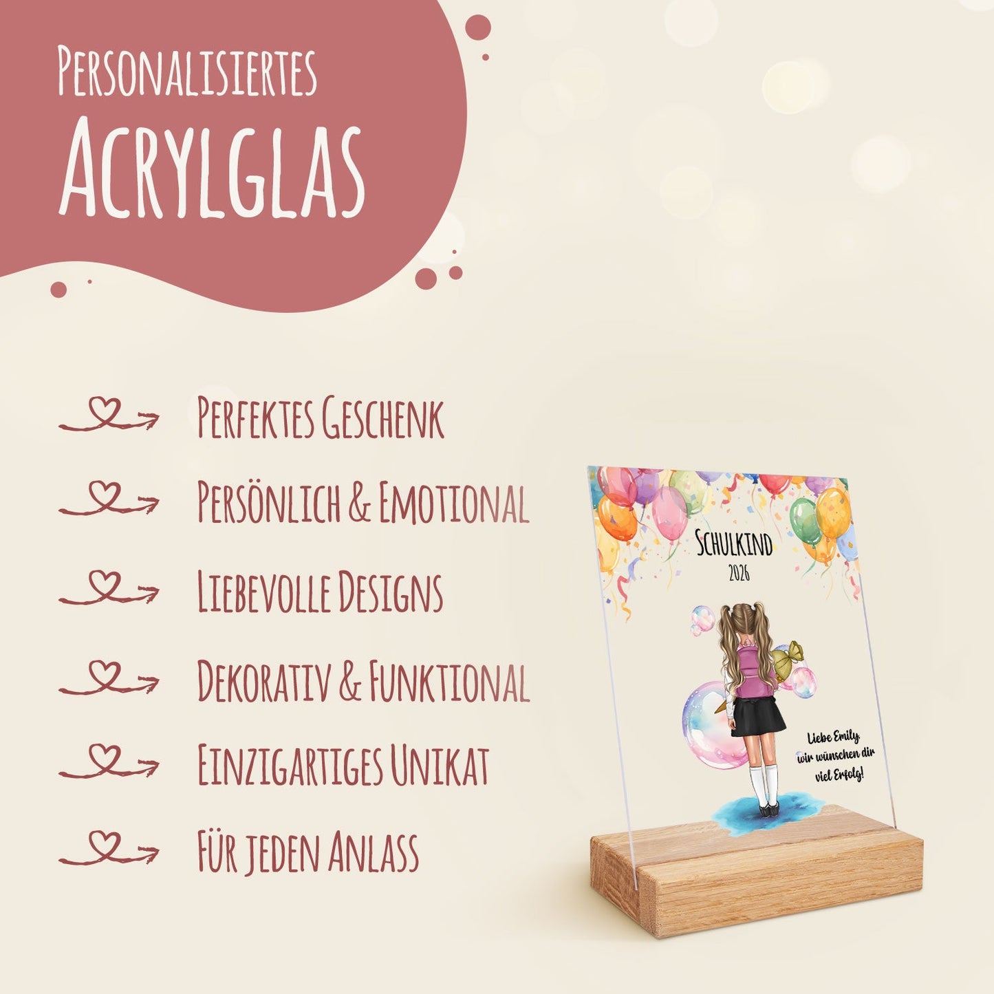 Acrylglas mit Konfiguration - Einschulung