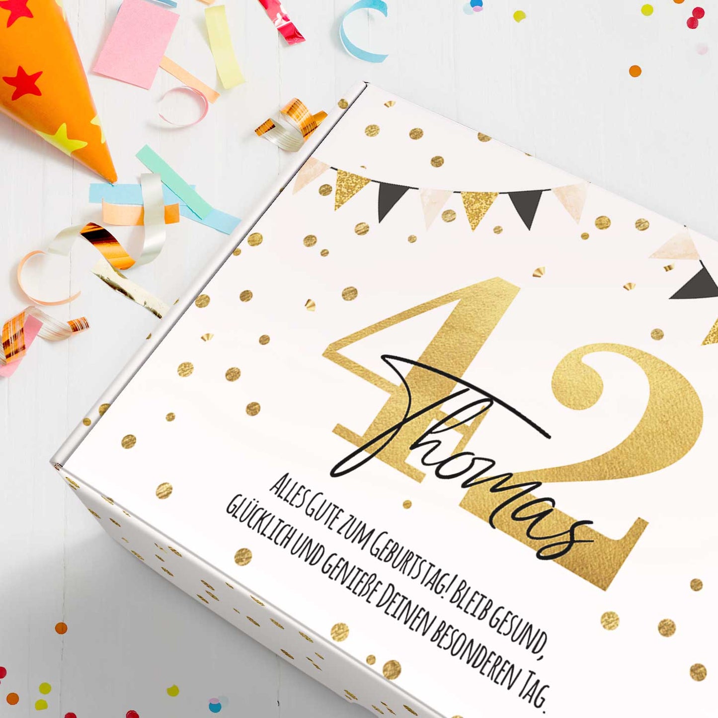Personalisierte DIY Geschenkbox - Gold mit Wunschtext