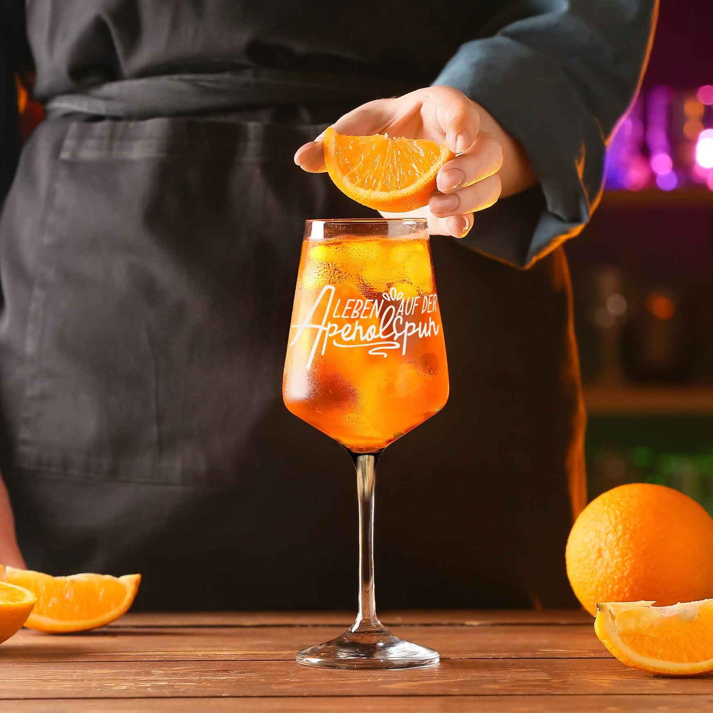 Leonardo Weinglas mit Gravur - "Leben auf der Aperolspur"