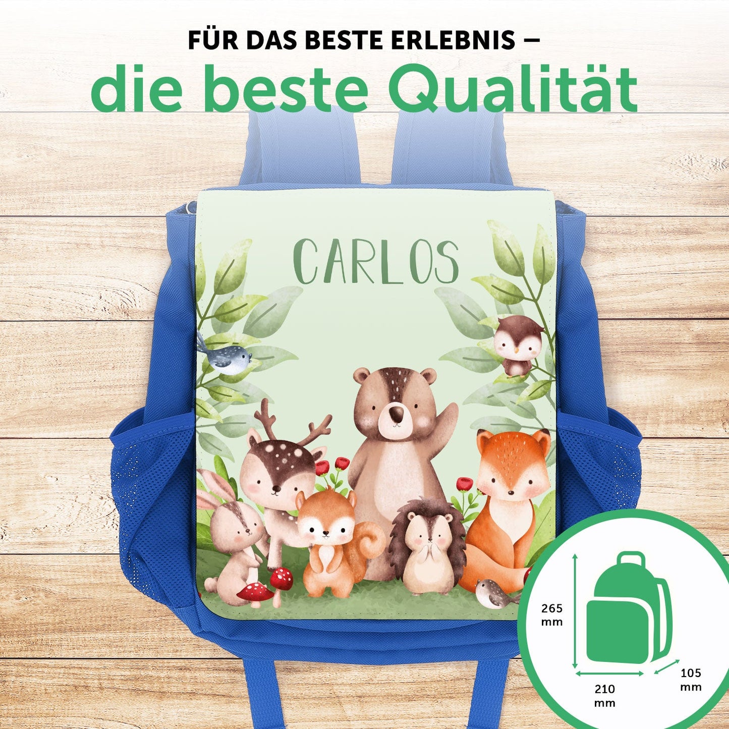 Bedruckter Rucksack für Kinder - Tiergruppe Wald