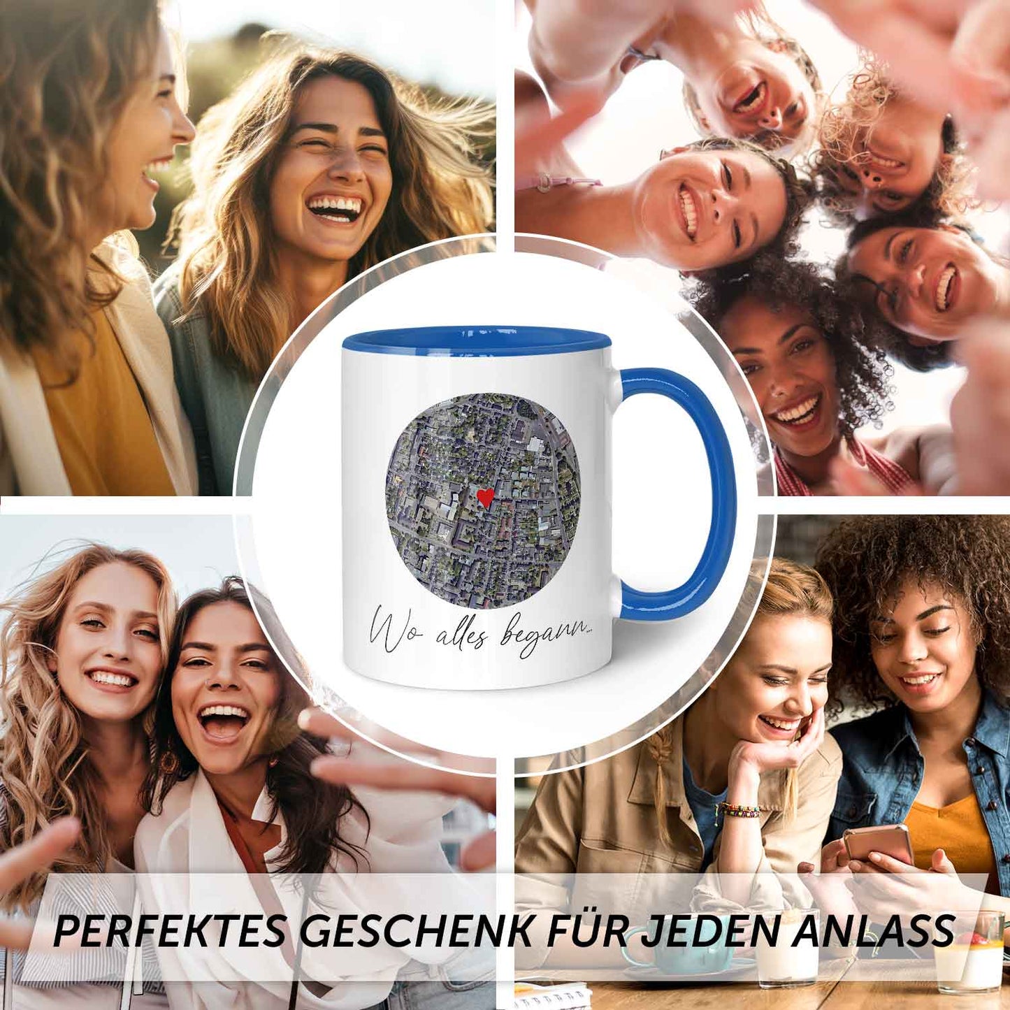 Bedruckte Tasse mit "Wo alles begann" Motiv - Personalisiertes Geschenk mit Wunschkoordinaten