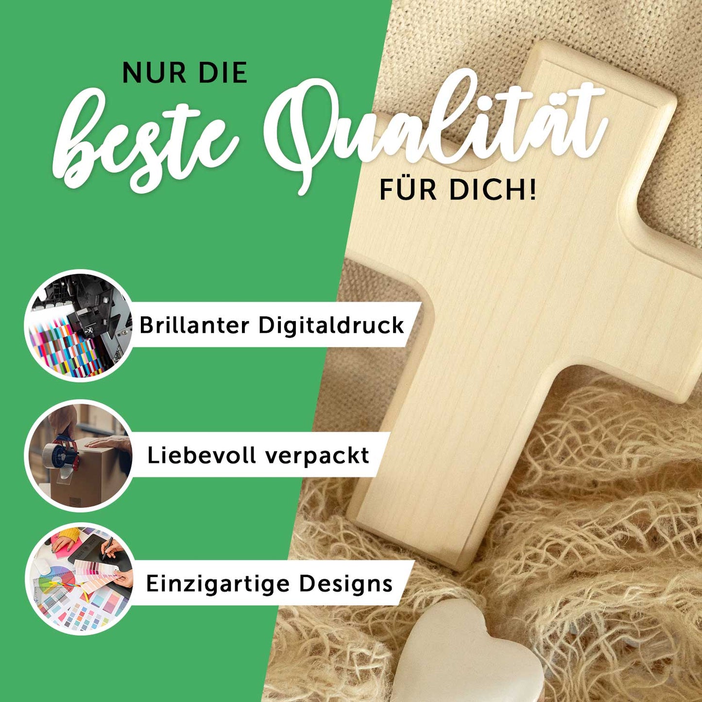 Personalisierbares Holzkreuz zur Taufe Konfirmation und Kommunion - Lebensbaum Design