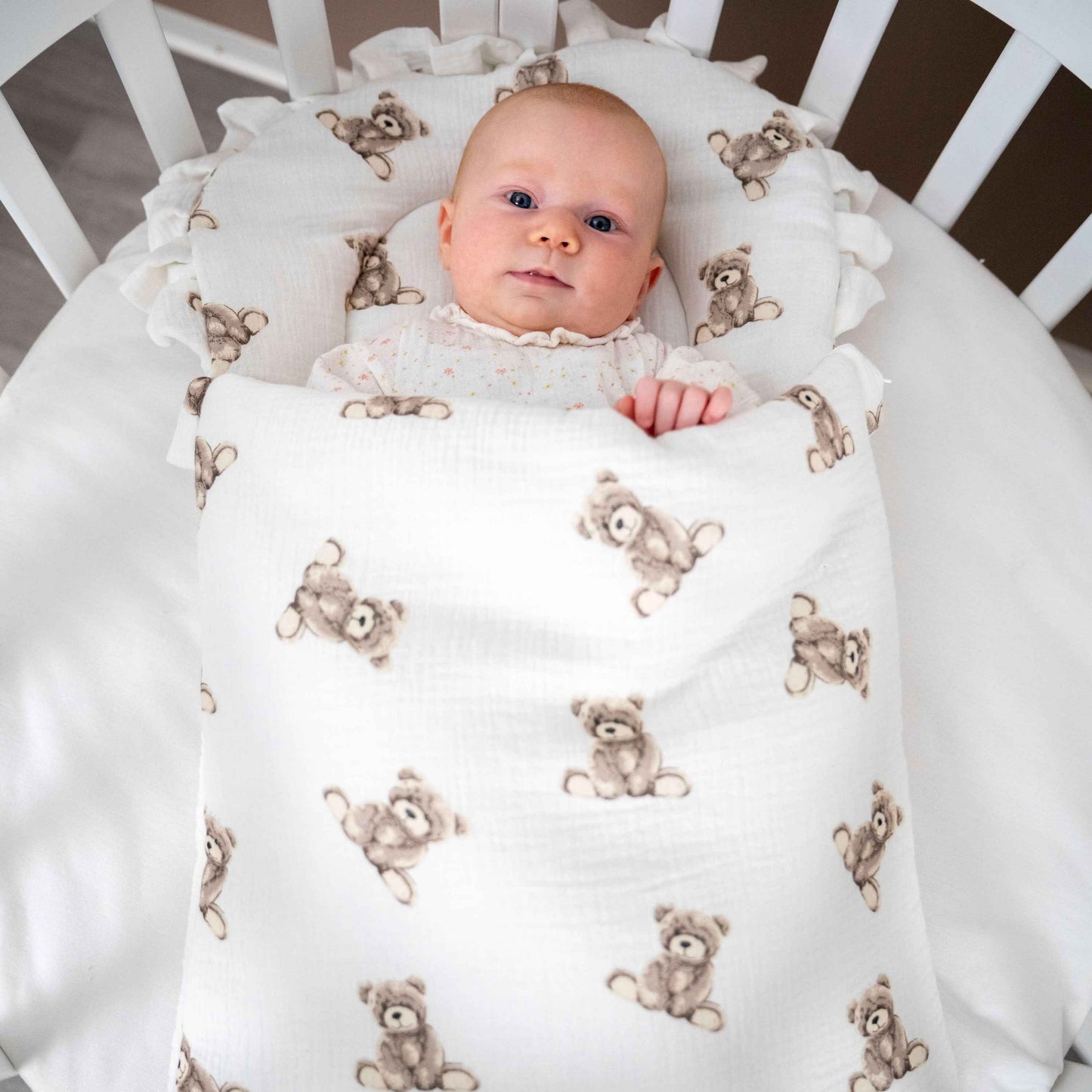 Babyschlafsack Dreamy Musselin Teddybär – süßer Ganzjahresschlafsack