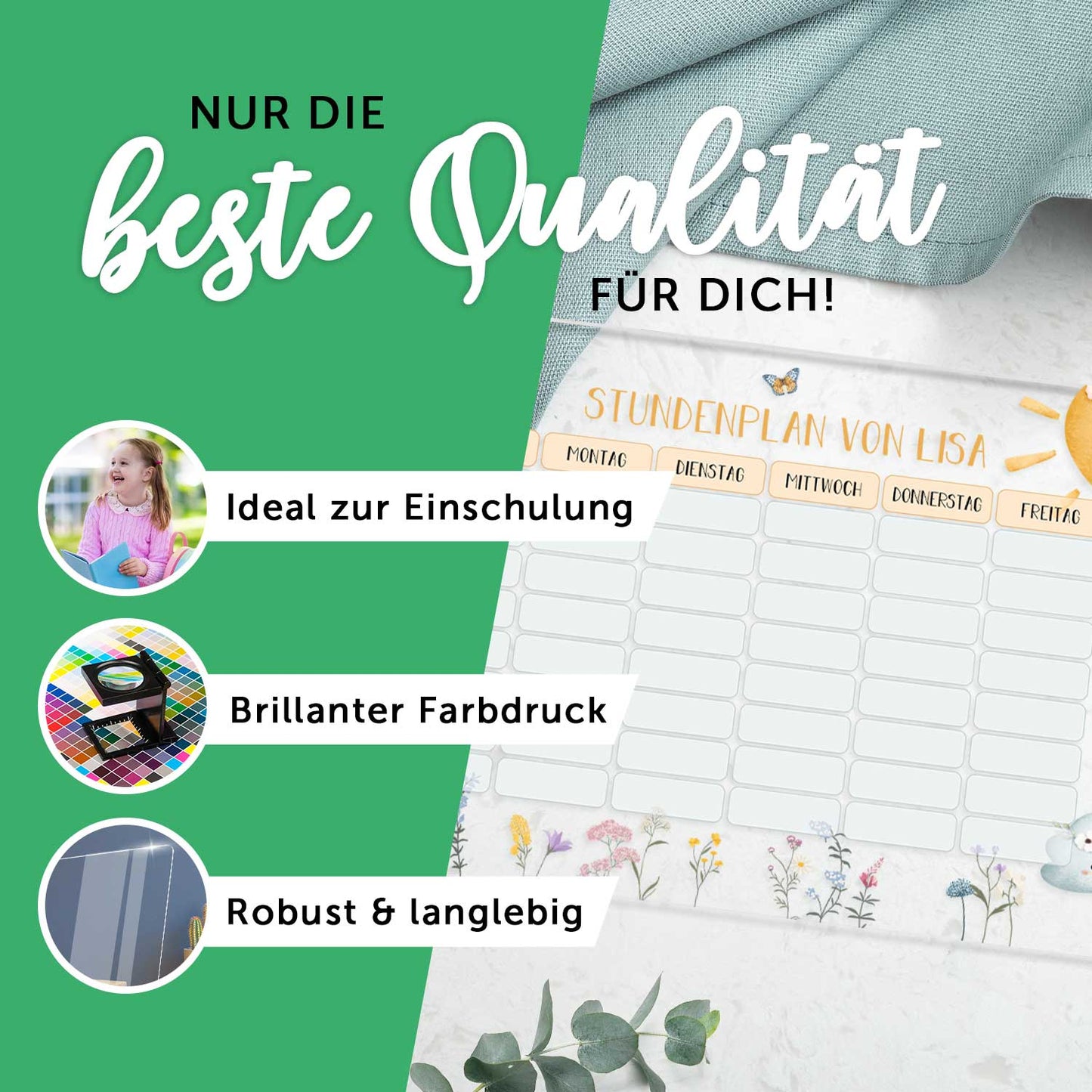 Personalisierter Stundenplan - Tiergruppe mit Namen