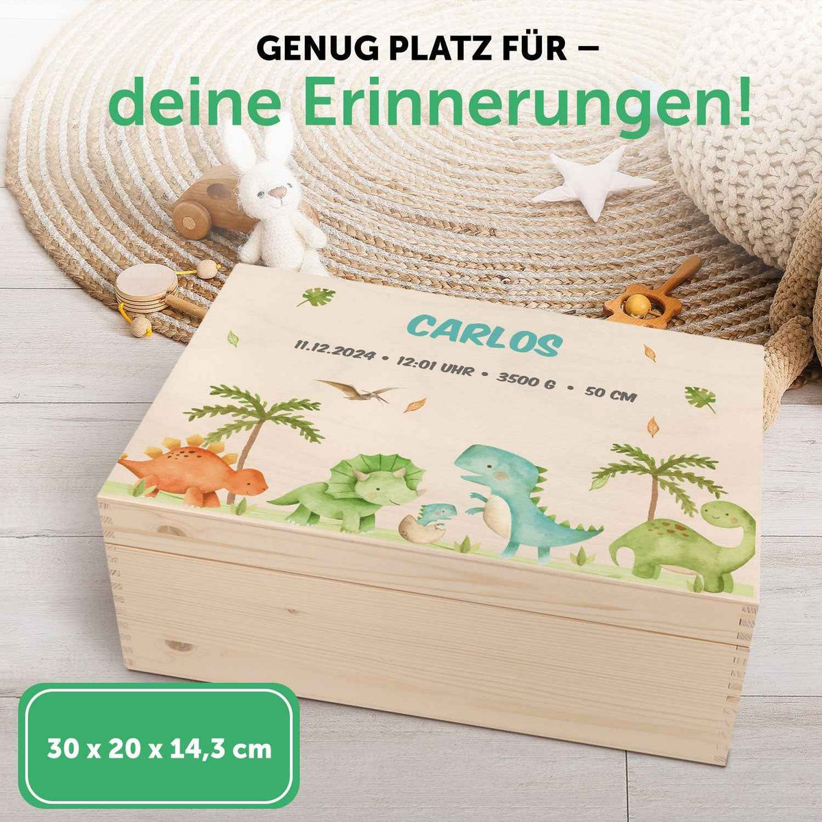 Erinnerungskiste für Kinder mit UV-Druck - Dinogruppe