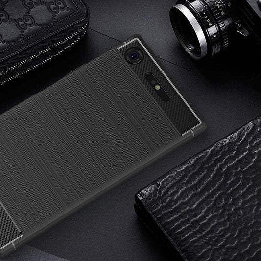 NALIA Silikonhülle für Sony Xperia XZ1 – Rutschfest & Matt – VORTEX (Gebürstete Optik & Carbon Design) – Marke aus Berlin