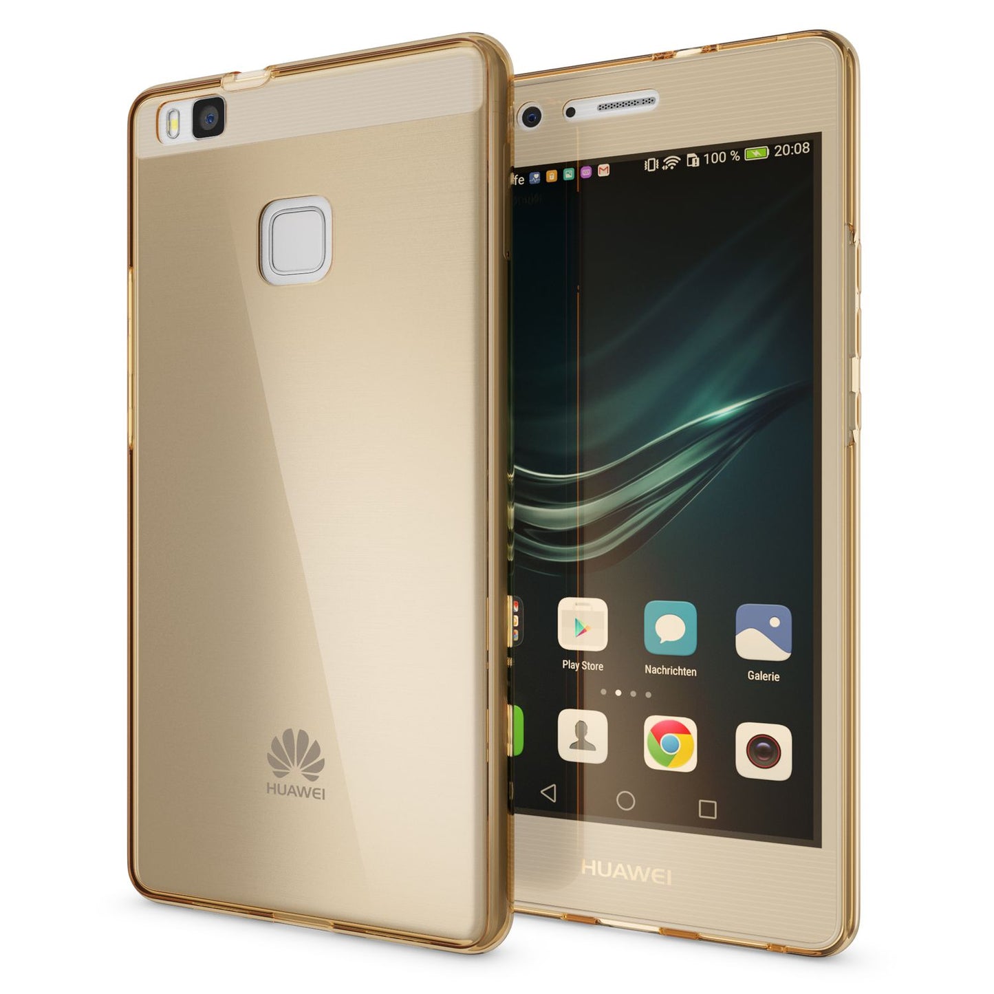 NALIA 360 Grad Handyhülle kompatibel mit Huawei P9 Lite 2016, Full Cover Vorne Hinten Rundum Doppel-Schutz Hülle Dünnes Ganzkörper Case Handy-Tasche Transparenter Displayschutz Rückseite - Gold