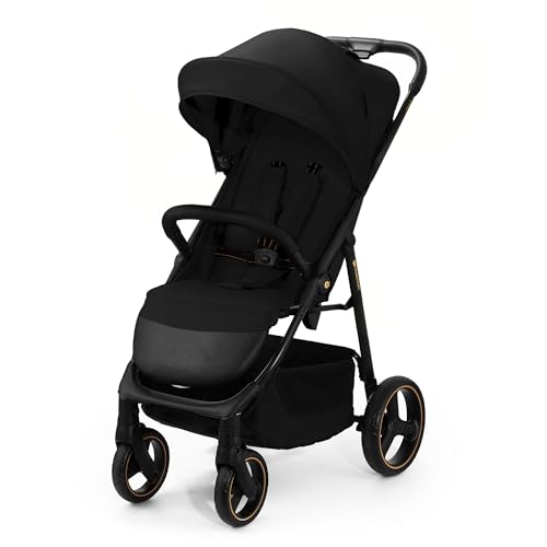 Kinderkraft TRIG 3 Kinderwagen, Kinderbuggy, Liegewagen, Sportwagen, Buggy, Zusammenklappen, Breite und tiefe Sitz, mit Liegeposition, 4 Rad Dämpfung, Große Dach, 5-Punkt-Gurt, bis zu 25 kg, Beige - Meloni2