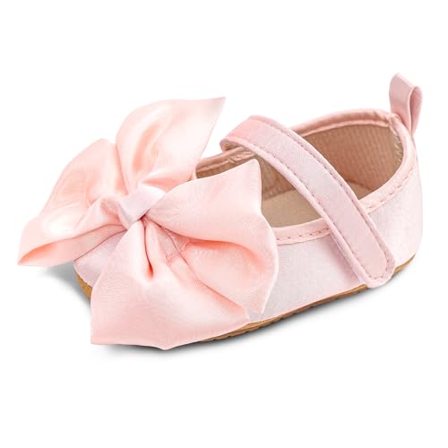 MASOCIO Babyschuhe für Mädchen mit Schleife – Rutschfeste Party Ballet Flats für Kleinkinder