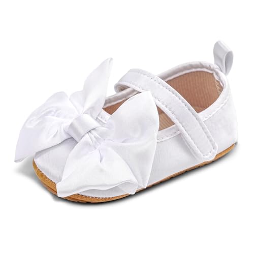 MASOCIO Babyschuhe für Mädchen mit Schleife – Rutschfeste Party Ballet Flats für Kleinkinder