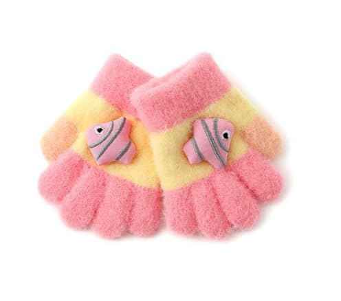 Children's Warm Winter Gloves / Mittens with Plush Lining, Cute Ski Gloves, 3 - 8 Years Old, for Skiing / Snowboarding / Playing / Running