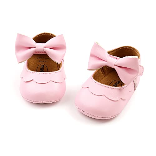 MASOCIO Babyschuhe für Mädchen mit Schleife – Rutschfeste Party Ballet Flats für Kleinkinder