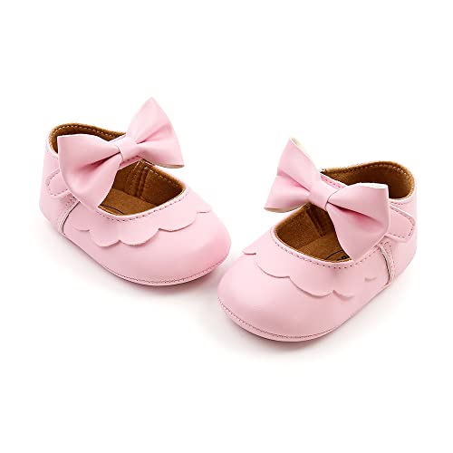 MASOCIO Babyschuhe für Mädchen mit Schleife – Rutschfeste Party Ballet Flats für Kleinkinder