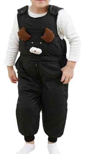 FEOYA Baby snowsuit winter stitch girls winter jacket fleece cute. Children's clothing sleeveless fashion boys romper lined round neck collar warm with zip black 9 months - 4 years