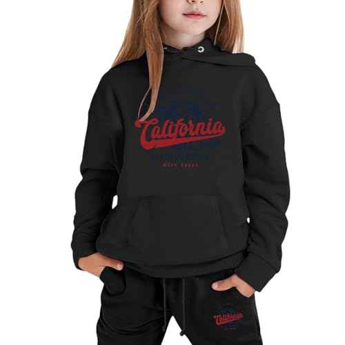 Los Angeles California Herbst-Outfits für Mädchen, 2-teiliges Set mit Kapuze, aktives Kinder-Sweatsuit-Set mit Kapuze, 2025, Sweatshirt mit Kapuze, Sweatpants Set, Winter, lässig, Trainingsanzüge