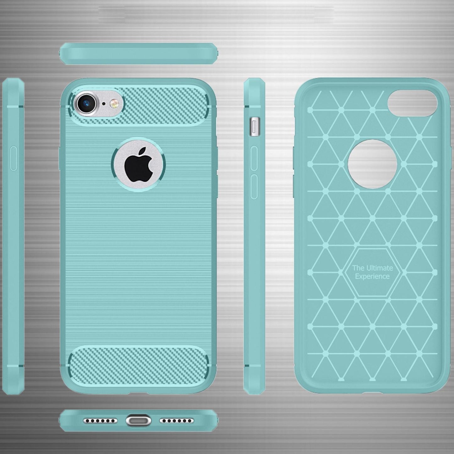 NALIA Silikonhülle für iPhone 7 – Rutschfest & Matt – VORTEX (Gebürstete Optik & Carbon Design) – Marke aus Berlin