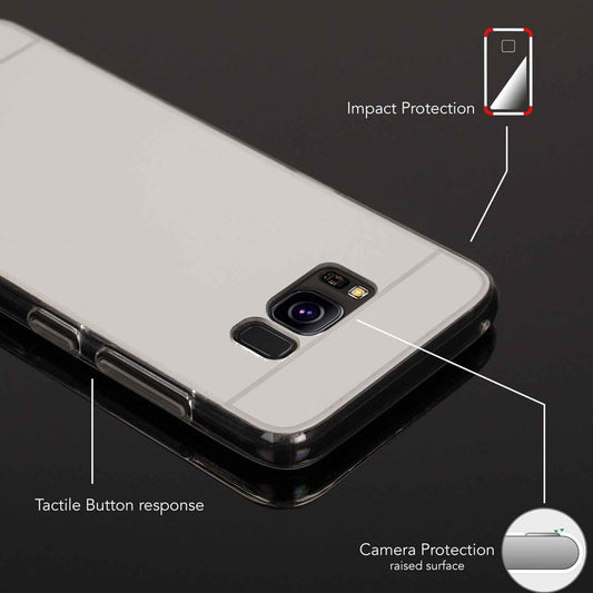 NALIA Spiegel Hülle kompatibel mit Samsung Galaxy S8, Ultra-Slim Mirror Case TPU Silikon Handyhülle, Dünne Schutzhülle Back-Cover verspiegelt, Handy-Tasche Bumper Smart-Phone Etui