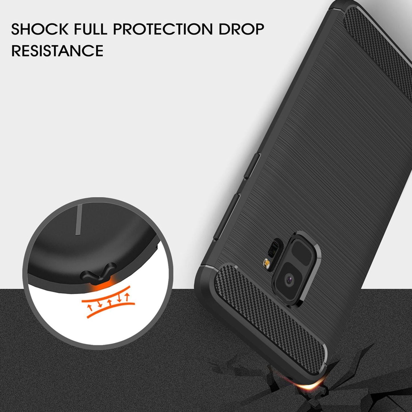 NALIA Silikonhülle für Samsung Galaxy S9 – Rutschfest & Matt – VORTEX (Gebürstete Optik & Carbon Design) – Marke aus Berlin