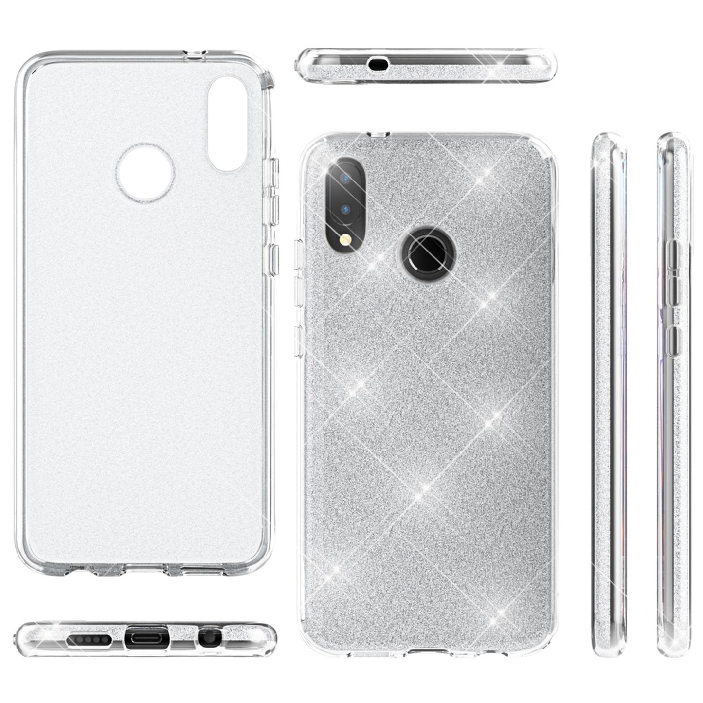 NALIA Glitzerhülle für Huawei P20 Lite – Funkelnder Glitzer-Look & Grip – SHINEPOP (Silikon Case) – Marke aus Berlin